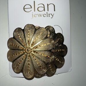 Elan Gold Textured Floral earrings